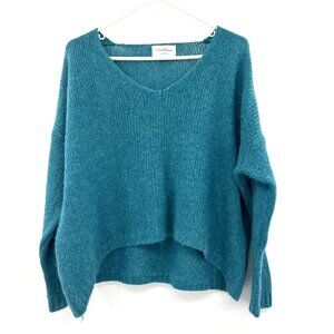 Studio Parisien Paris Alpaca Blend Teal Boxy Relaxed Sweater Womens Medium